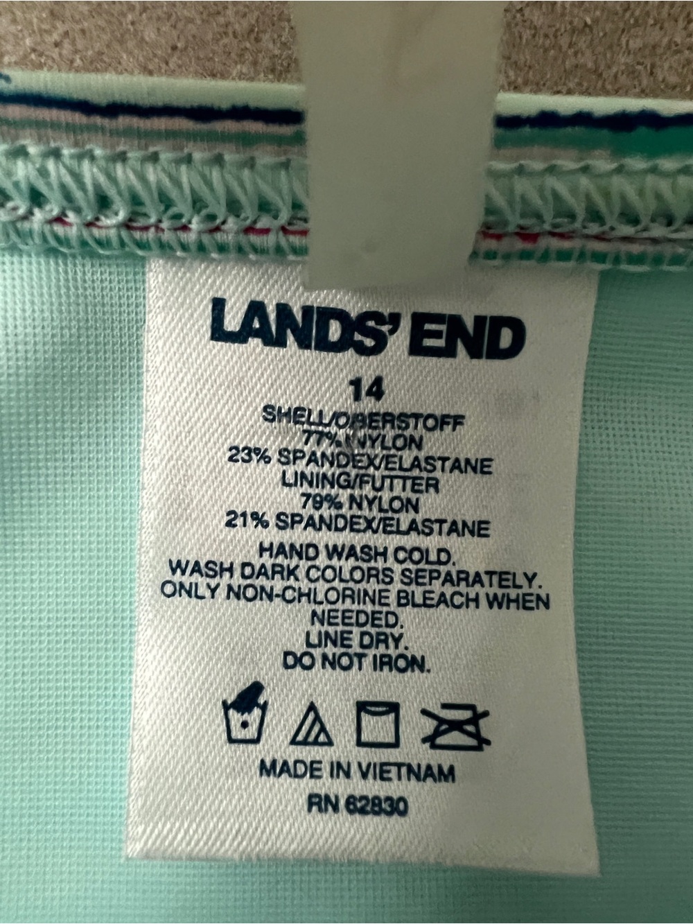 Lands' End Mint Multicolor Striped Women’s Swim Tank Top - Picture 4 of 7